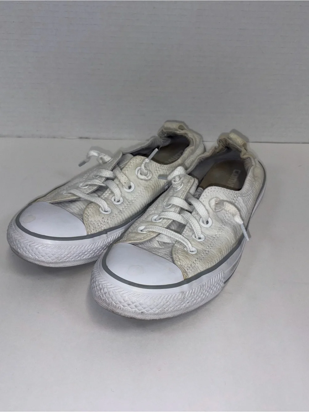 Converse White Low-Top Canvas Sneakers with Gray Trim